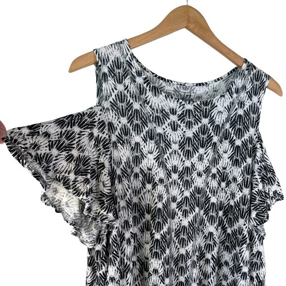 Free People We the Free Women's Cold Shoulder Top Linen Geometric Blend Small - Picture 4 of 9